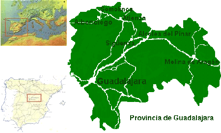 Mapa de la provincia de Guadalajara