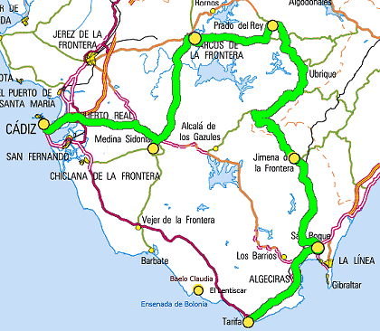Mapa Cádiz ruta romana
