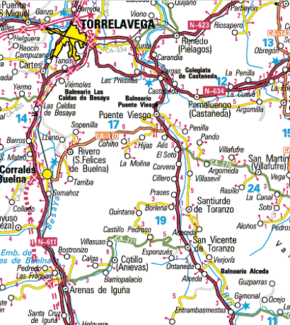 Mapa valle del Besaya  y el Pas