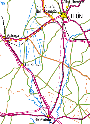 Mapa riberas del Esla y Órbigo. León