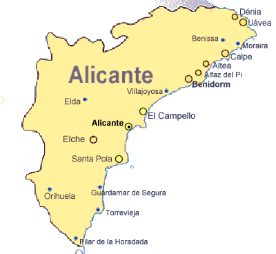 Mapa provincial de Alicante